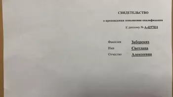 Сертификат сотрудника Заборских С.А.