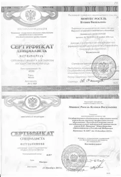 Сертификат сотрудника Монтес Росель К.В.